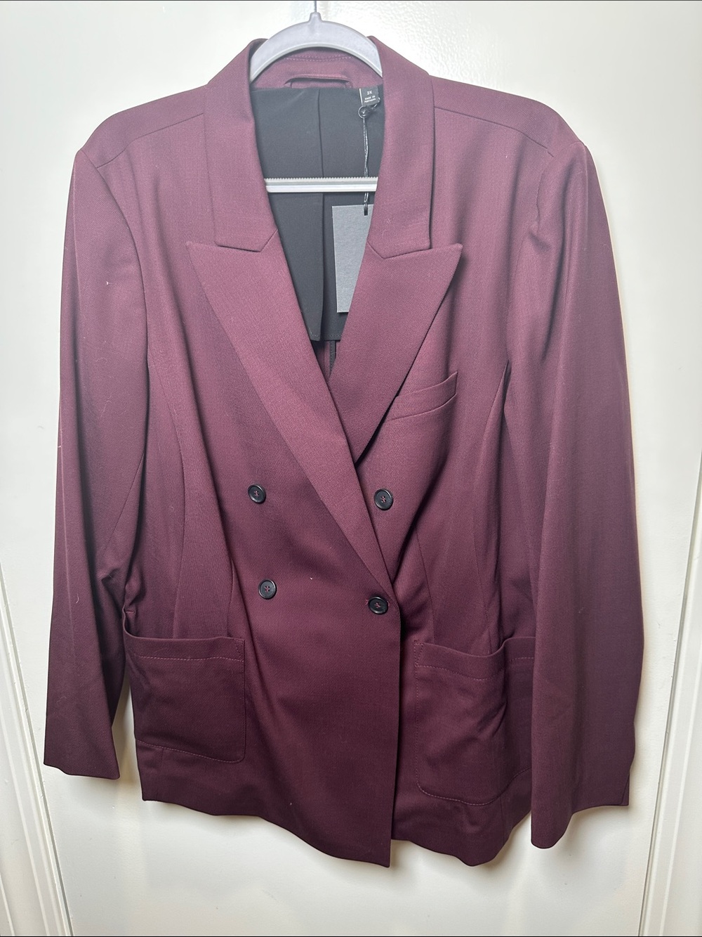 Away Double-Breasted Wine Blazer (100)